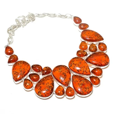 Collar de piedras preciosas ámbar amarillo hecho a mano cadena ajustable joyería 18" BN 7107 Foto 1 de 4