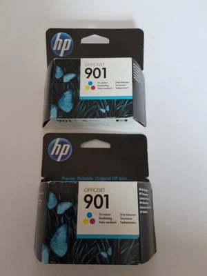 2 x HP 901 Original Tri-Colour Tintenpatrone - **1 abgelaufen 2016 1 abgelaufen 2017* 5 - Bild 1 von 2