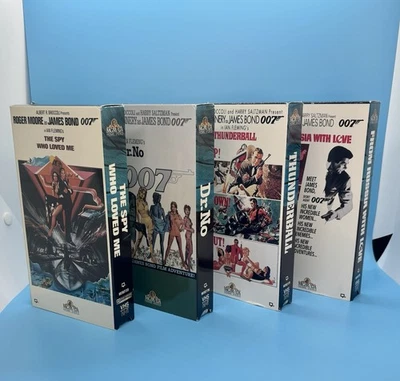 James Bond 007 Collector's Set of 4 VHS Movies Original Poster Art 1960s & 1970s - Image 1 of 4