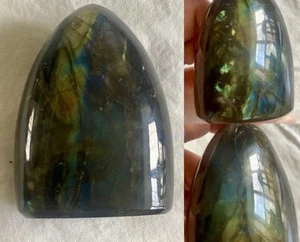Lg Labradorite Stone Paperweight- Natural Polished Vibrant Blue & Gold 195g (R2 - Picture 1 of 15