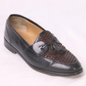 JOHNSTON & MURPHY CELLINI Men's 7.5W-US Shoes Tassel Woven Loafer Brown ITALY - Picture 1 of 12