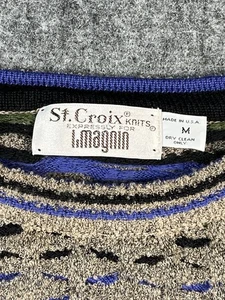 Vintage ST. CROIX KNITS Medium GEOMETRIC Multi wool COOGI STYLE SWEATER USA - Picture 1 of 9