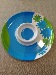Melamina - Azul y Verde - Bandeja Redonda para Servir Chip & Dip - 13" con Tazón a Juego - Imagen 1 de 9