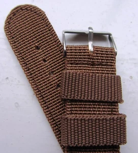 22mm Brown Military Webbing Canvas Watch Strap Band Bracelet BNWOT - Picture 1 of 3