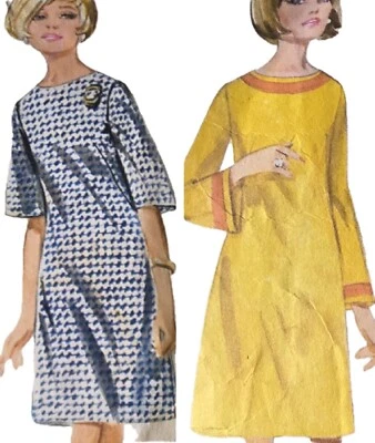 1970s A Line Kimono Sleeve Boat Neck Shift Dress  Sewing Pattern Butterick 4102 - Image 1 of 3