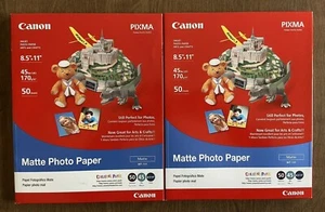 Lot of 2 50-pk Canon PIXMA Matte Photo Paper MP-101 8.5" x 11" Total 100 Sheets - Picture 1 of 3
