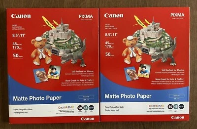 Lot of 2 50-pk Canon PIXMA Matte Photo Paper MP-101 8.5" x 11" Total 100 Sheets - Image 1 of 3