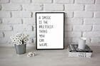 A Smile Is The Prettiest Thing Quote Positive Motivation A4 Or A3 Size Poster