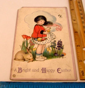 POSTAL DE PASCUA VINTAGE ~ UNA PASCUA BRILLANTE Y FELIZ ~ HECHA EN EE. UU. ~ SERIE 781 F - Imagen 1 de 5