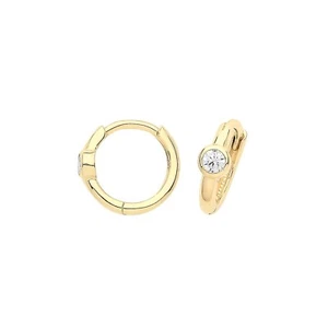 9ct Yellow Gold Flush Hoop Earrings British Made 375 Hallmark Brand New Boxed - Picture 1 of 3