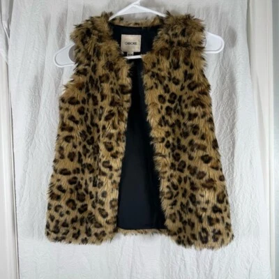 Cherokee Cheetah Leopard Animal Print Faux Fur Vest Girls Size Medium - Image 1 of 4