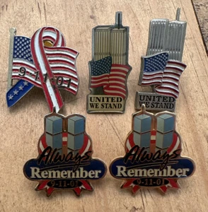 Vintage Never Forget 9-11-2001 Vintage Lapel Pin Lot (5) - Picture 1 of 2