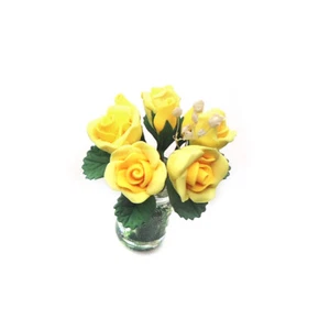 Échelle 1:12 maison de poupée miniature bouteille en verre jaune fleurs de rose poupées accessoires - Photo 1/5