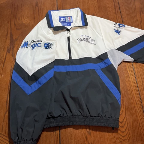 Vintage Orlando Magic NBA Starter 1/4 Zip Pullover Jacket Size Large Rare EUC Cover