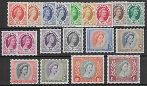 Rhodesia & Nyasaland 1954 QEII Definitivos Como Nuevo a 10/- + £1 Fino Usado Cat £120+ - Imagen 1 de 1