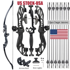 53" Archery Takedown Recurve Bow & Bow Sight &Arrow Rest for Right Hand Beginner - Picture 1 of 29