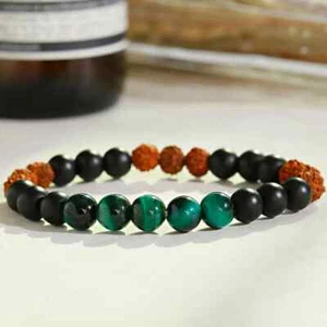 Boho Fashion Natural Stone Bracelet Tiger Eye Bodhi Colorful Agate Bead Bangle - Picture 1 of 11