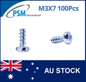 PLASTIC THREADING SCREW M3X7 PAN POZI STEEL ZINC PLATED WN1412KB30X7Z X100 - Picture 1 of 5