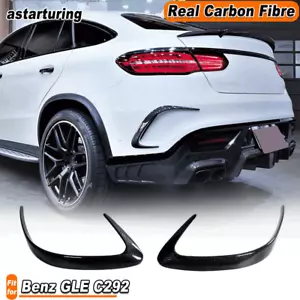 For Benz C292 GLE450 GLE63 Coupe 16-19 Real Carbon Rear Bumper Canards Fins - Bild 1 von 11