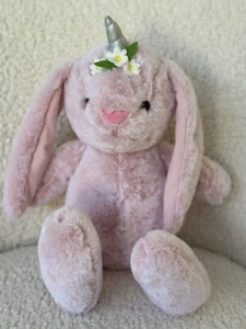 Peluche animal de peluche de peluche rosa pastel pastel de Pascua de 11"" Spring Unicorn Bunny - Imagen 1 de 3