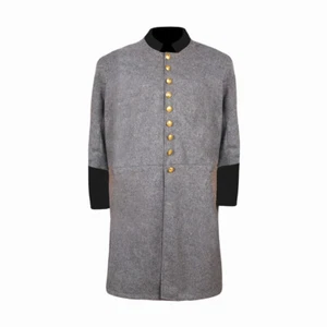 US Civil War Gray Single Breast Plain Frock Coat with all Colors of Cuff Collar - Picture 1 of 17