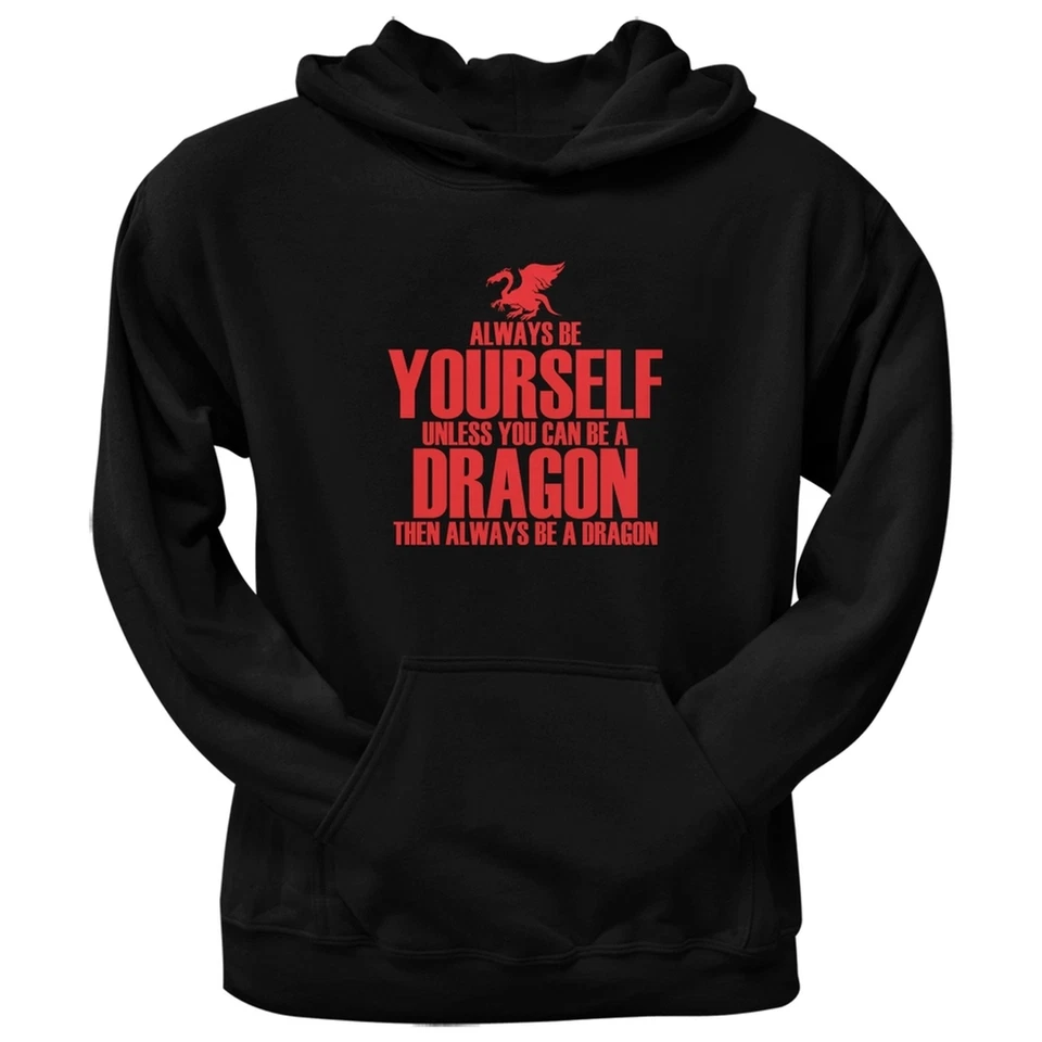 Always Be Yourself Dragon Black Adult Pullover Hoodie — 第 1/1 张图片