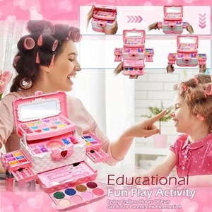Pink kids makeup kit for girl -little girls real make up set washable makeup toy - Picture 1 of 7