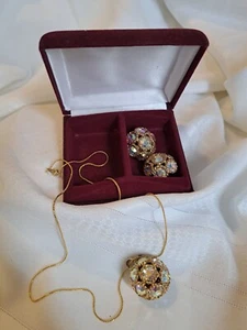 Sarah Coventry VTG Aurora Borealis AB Necklace Clip Earrings Matching Set 24"L - Picture 1 of 4