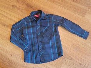 Blue Plaid Long Sleeve Button Down Shirt Boys Size 5 - Picture 1 of 2