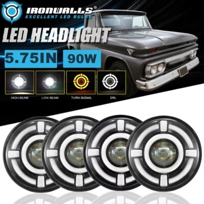 4x 5.75" Round LED Headlights Hi/Lo Beam DRL Lamp for  GMC 1000 1500 2500 Series - Image 1 of 4
