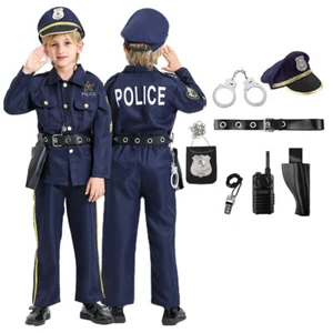 Kids Police Officer Uniform Costume Cosplay For Child Boys N Girls Role Play Set - Picture 1 of 4