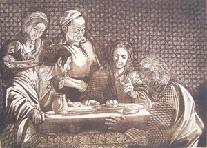 Engraving - Art Print - The Supper at Emmaus - Engraver Adelio Cozzi - Picture 1 of 1