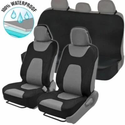 Juego completo de funda de asiento de neopreno impermeable gris/negro sin laterales delantero coche camión SUV Foto 1 de 4