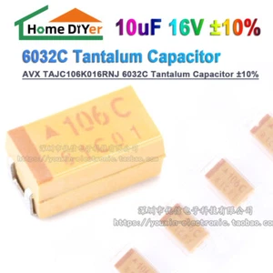 Genuine AVX TAJC106K016RNJ 10uF 16V 6032C Tantalum Capacitor ±10% - Picture 1 of 5