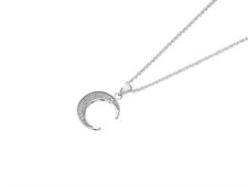 F.Hinds Womens Silver Cubic Zirconia Moon Necklace