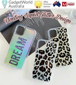 For iPhone 12 PRO MAX 11 SE 6 7 8 Leopard Glitter Liquid Quicksand Bling Case - Picture 1 of 15