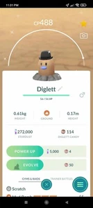 Pokemon Shiny Diglett Hat Wearing a Fashionable -TRA'DE 20k Dust GO- Description - Picture 1 of 1