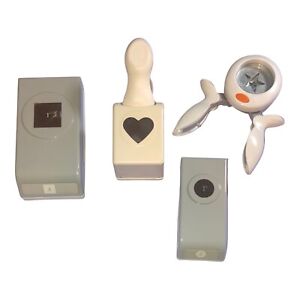 Lot of 4 Paper Punches Heart Square Star Circle Craft Scrapbooking Card Making