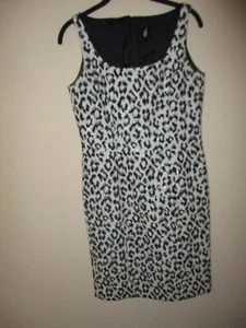Ärmelloses Etuikleid Damen Isabella DeMarco schwarz weiß silber Leopard Größe 4 - Bild 1 von 6