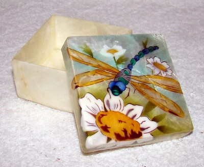 Airbrushed CAPIZ LIBÉLULA, Caja Baratija Margarita (1207) Madreperla Foto 1 de 4