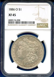 1886 O NGC XF45 Morgan Silver Dollar $1 US Mint Rare Key Date Coin 1886-O XF-45 - Picture 1 of 3