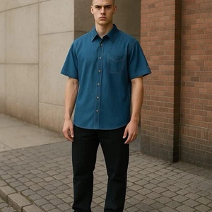 Kuhl Short Sleeve Mens Shirt Size Lg Blue Lightweight Breathable Hiking Button - Picture 1 of 8