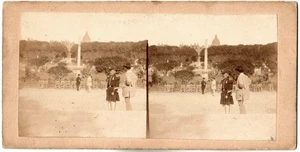 Paris.Le Jardin du Luxembourg.Photo Stéréo.Scène Animée.Militaire.Albuminé.1860. - Picture 1 of 3