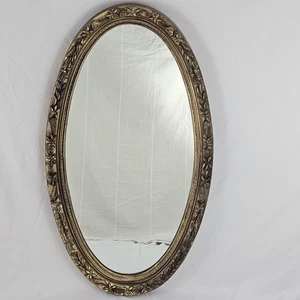 Vintage großer ovaler Wandspiegel verzierter Goldrahmen Hollywood Regency viktorianisch MCM - Bild 1 von 9