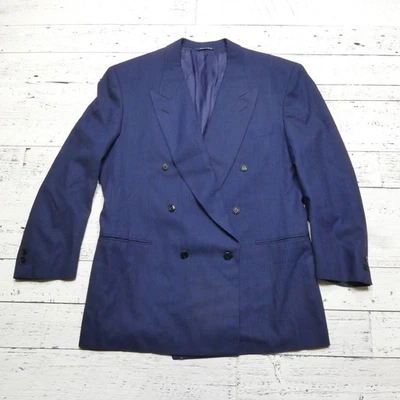Canali Proposta Blazer Mens 54 Blue Wool Double Breasted Made in Italy Jacket - Image 1 of 4