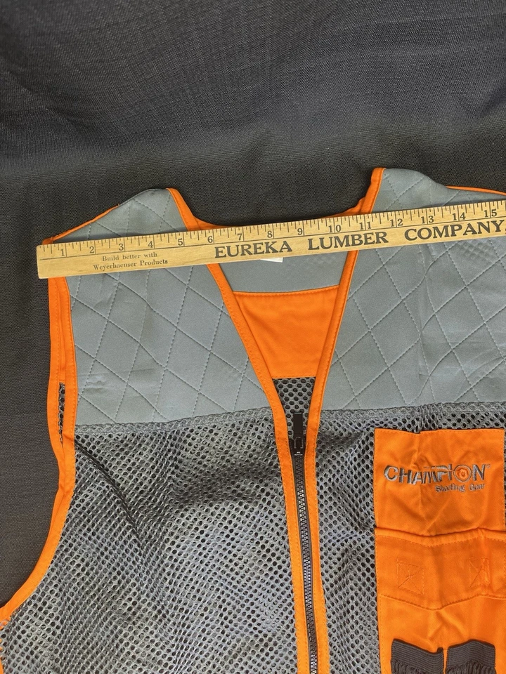 Champion shooting vest orange/grey Hunting New Fits XL-XXL adjustable - Image 1 of 4