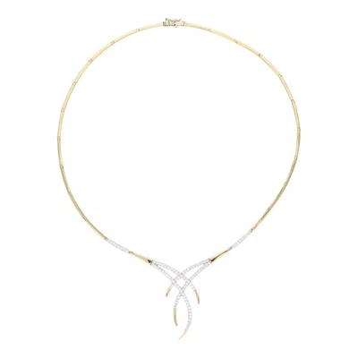 Festliches Collier 585 Gelbgold und Weißgold Second Hand, wie neu, 25324518, get - Bild 1 von 4