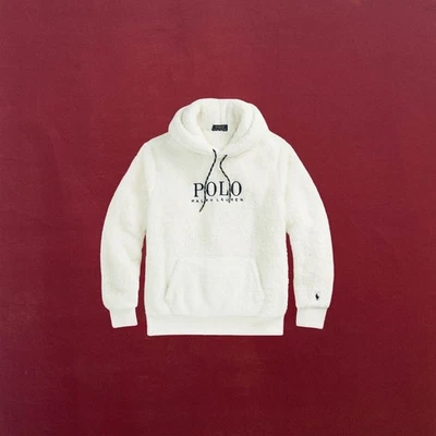 POLO RALPH LAUREN HOMBRE TALLA PEQUEÑA CREMA HI-PILE SHERPA CORTINA POLAR SUDADERA CON CAPUCHA Foto 1 de 2