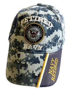 "United States Navy Retired" Golf Hat Baseball Cap In Grey Digital Camo CLEAN! - Picture 1 of 6