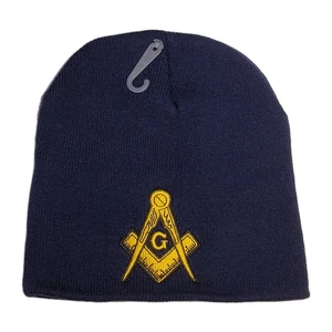 Gorra de nieve 8" AZUL MARINO Masón Masónico Símbolo Dorado Gorro MASÓN Calavera Sombrero - Imagen 1 de 2